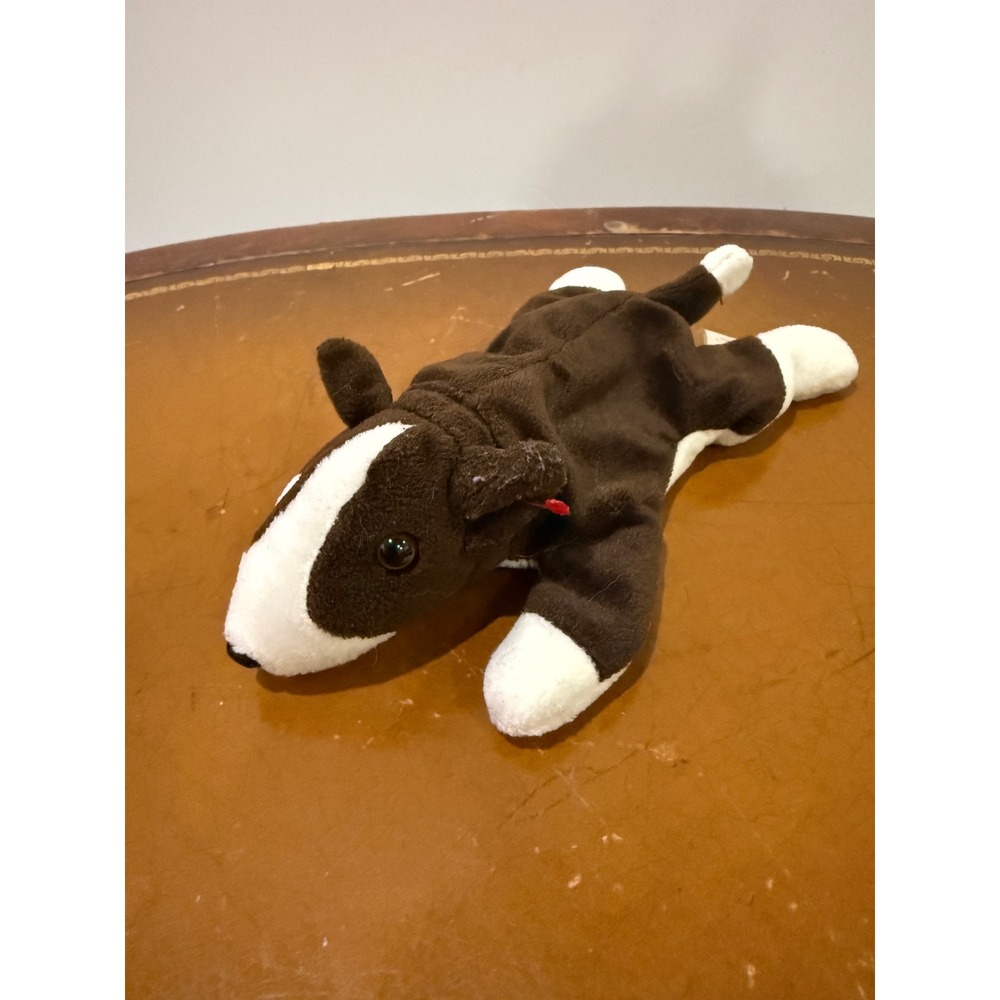 Ty Beanie Babies Bruno Bull Terrier Kids OS Brown White Excellent Plush Dog Toy
